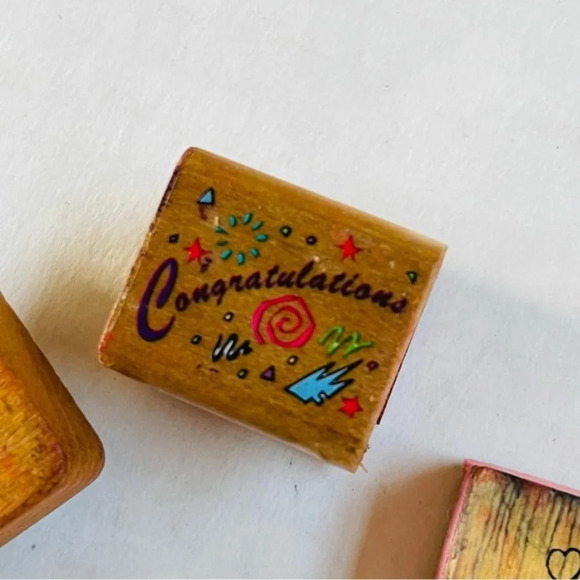 Assorted Greetings Rubber Stamp Wooden Mounted Scrapbooking Arts Crafts Lot 4 - Picture 7 of 7